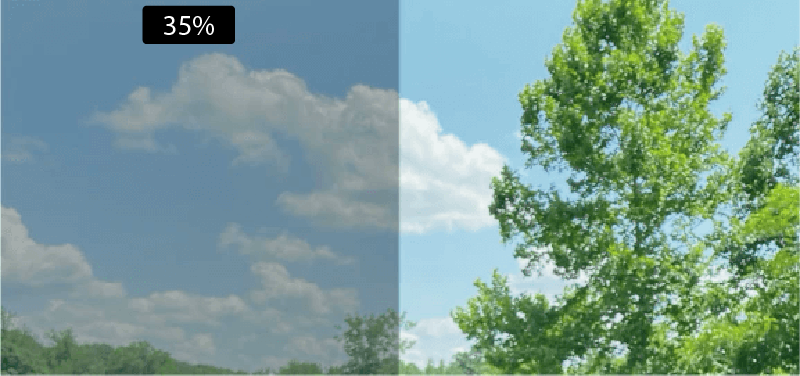 35% Dual Reflective Window Film. Dark but not to dark, this window film can reduce up to 53% of the heat, 55% of the glare and 99% of the UV Rays.